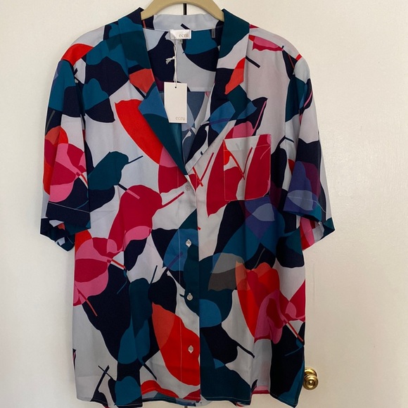 ecru Tops - Ecru Short Sleeve Abstract Blouse size XL